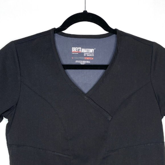 Gray's Anatomy Spandex Stretch Black Scrubs Top Size XXS - Picture 2 of 10
